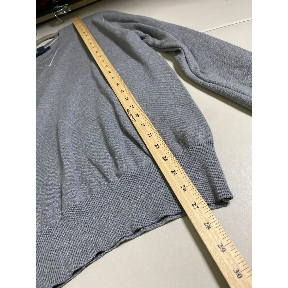 Banana Republic Men Gray Cotton Cashmere Sweater Size Large Crewneck Long Sleeve